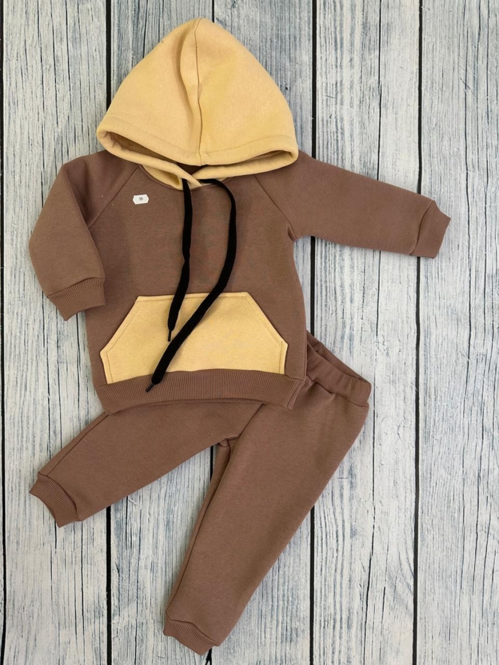 296-РАЗ. Худи +Брюки детские, хлопок 65%, 35%  ПЭ, 3-х нитка (начес) разноцветный 80,86,92