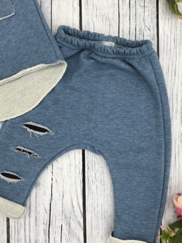 239. Костюм ясельный, хлопок 65%, 35% ПЭ, 3-х нитка футер без начеса, джинса 74,80,86