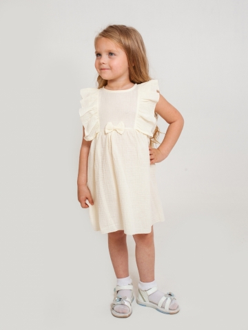 Купить 322-СЛ. Платье из муслина детское, хлопок 100% сливочный, р. 98,104,110,116 в Севастополе